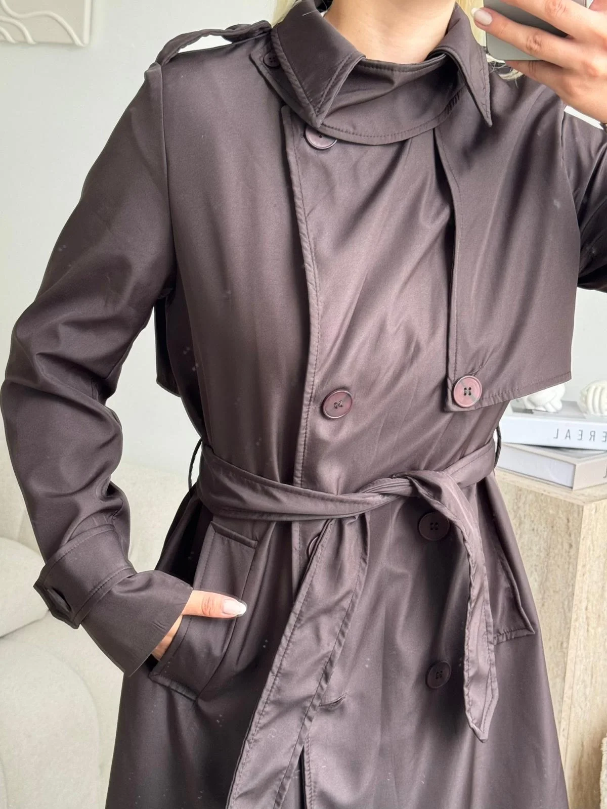 ZR Yaka Detay Trençkot - KAHVE