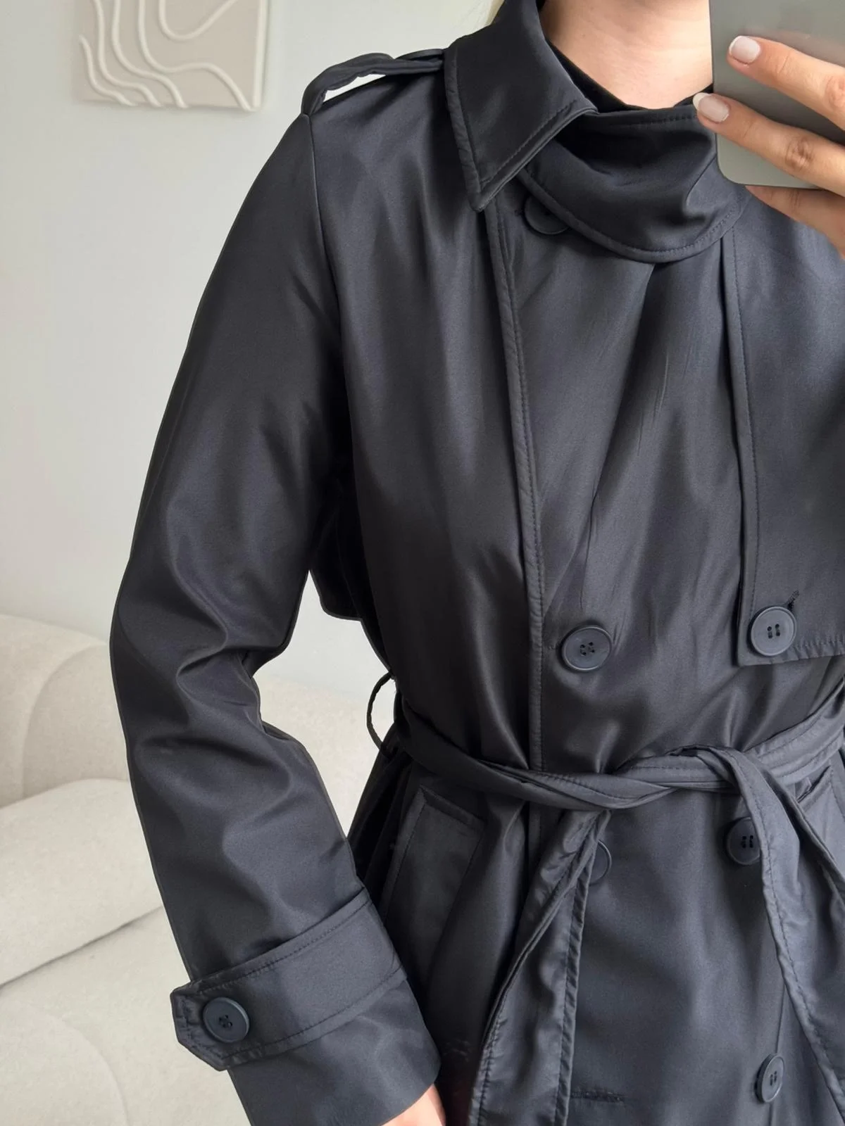 ZR Yaka Detay Trençkot - SİYAH