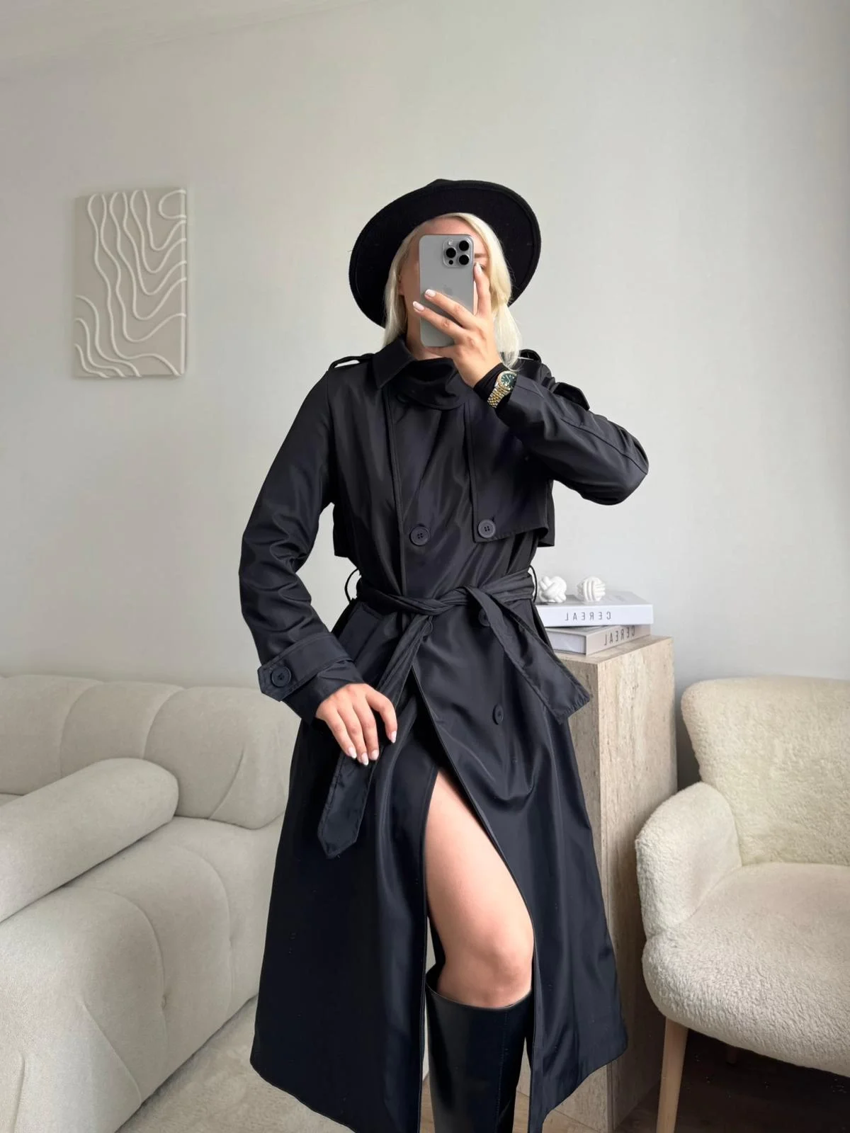 ZR Yaka Detay Trençkot - SİYAH