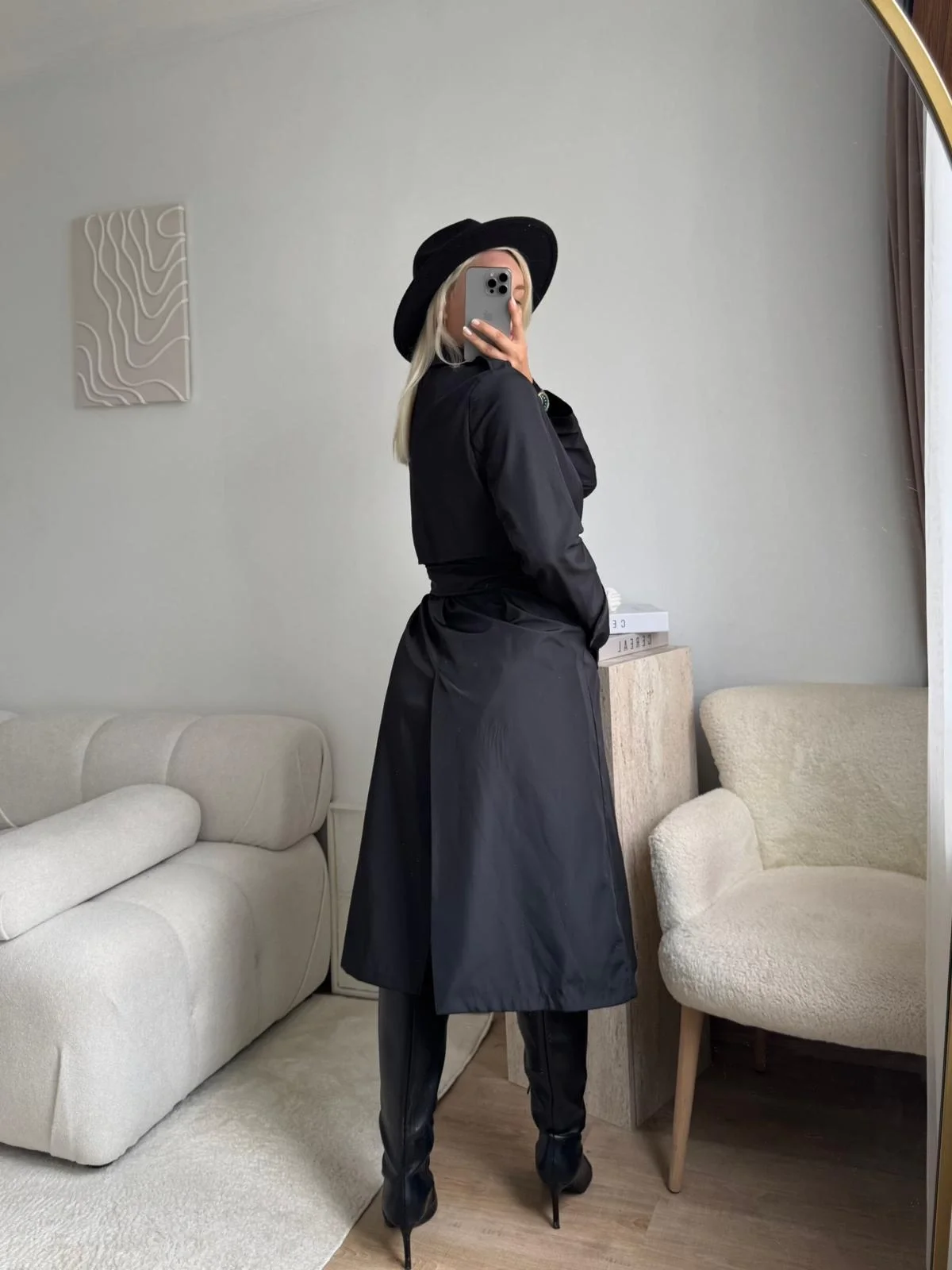 ZR Yaka Detay Trençkot - SİYAH