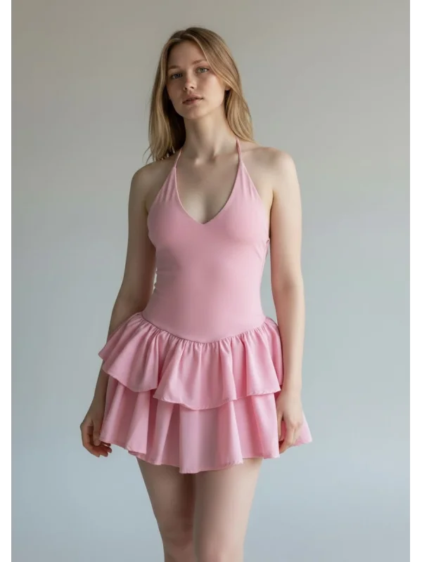 Bella Eteği Şortlu Elbise - PEMBE