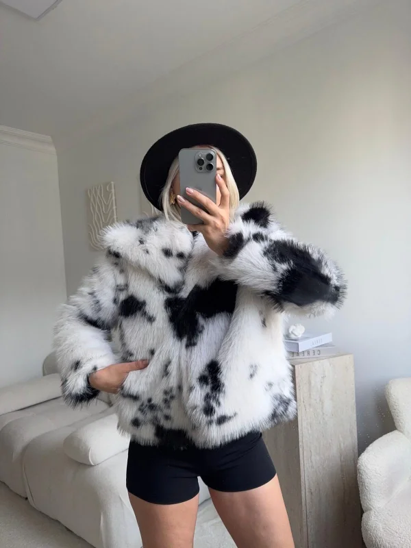 Desenli Premium Kürk - SİYAH