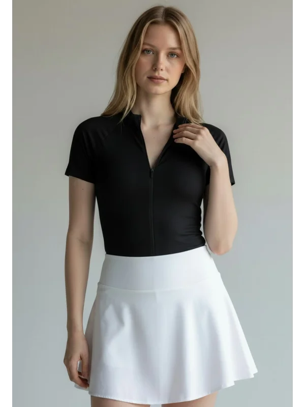 Fermuar Detay Bodysuit - SİYAH