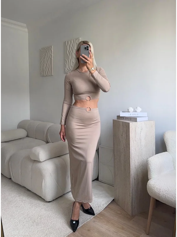 Halka Detay Etekli Takım - BEJ