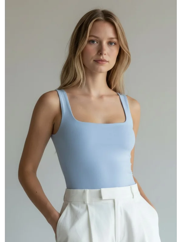 Halter Çıtçıtlı Bodysuit - MAVİ