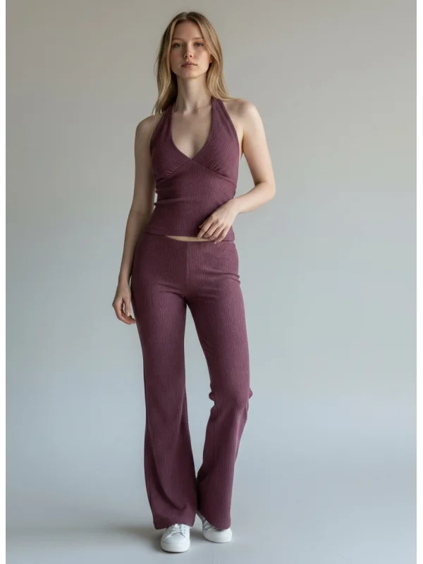 Halter Crop Pantolon Takım - MÜRDÜM
