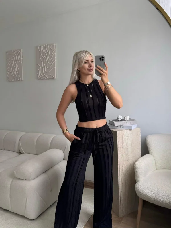 Halter Fitilli İkili Takım - SİYAH