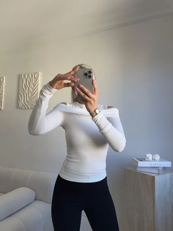 Halter Yaka Madonna Bluz - BEYAZ