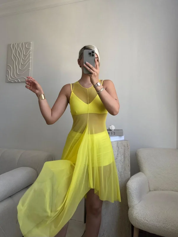 Kuşaklı Tül Pareo - SARI