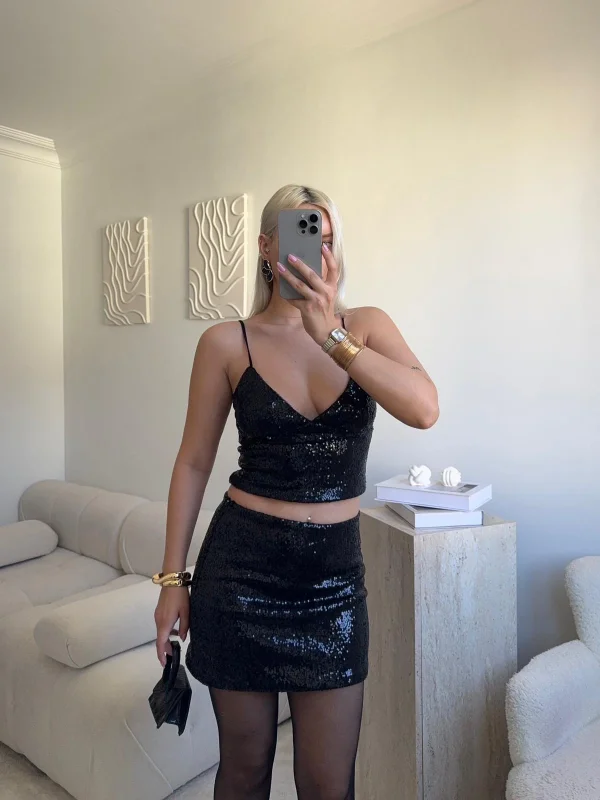 Payetli Mini Takım - SİYAH