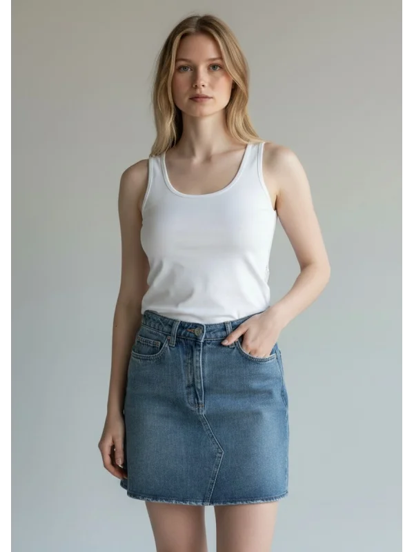 Sırt Güpürlü Kolsuz Crop - BEYAZ