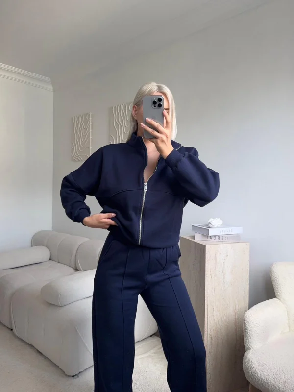 Üç İplik Bİyeli Eşofman Takımı - LACİVERT