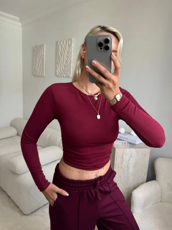 Yan Lastik Crop - BORDO