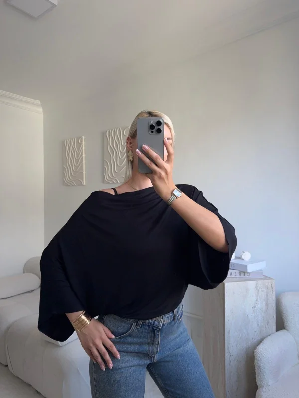 Yarasa Oversize Bluz - SİYAH