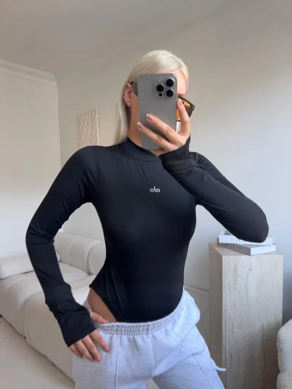 Yüksek Yaka Basic Bodysuit - SİYAH