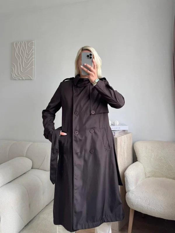 ZR Yaka Detay Trençkot - KAHVE