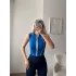 Fermuarlı Şerit Detay Crop- MAVİ