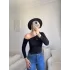 Asimetrik Omuz Detaylı Bluz - SİYAH