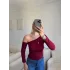 Asimetrik Omuz Detaylı Bluz - BORDO