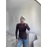 Asimetrik Yan Lastik Bluz - KAHVE
