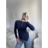 Asimetrik Yan Lastik Bluz - LACİVERT