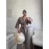 Bağlamalı Crop & Pantolon Takım - VİZON