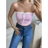 Bağlamalı Straplez Crop-Pembe