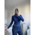 Balıkçı Yaka Drapeli Bluz - LACİVERT