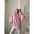 Balon Kol Oversize Çizgili Gömlek - PEMBE