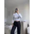 Basic Balıkçı Yaka Fit Bluz - BEYAZ