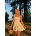 Bel Korse Balon Etek Elbise - BEYAZ