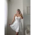 Bel Korse Omuz Bağlamalı Elbise - BEYAZ