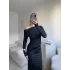 Bel Kruvaze Kayık Yaka Elbise - SİYAH