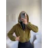 Bel Lastik Crop Hırka - HAKİ