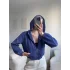 Bel Lastik Crop Hırka - İNDİGO