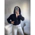 Bel Lastik Crop Hırka - SİYAH