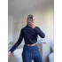 Bel Lastik Crop Sweat - LACİVERT
