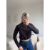 Bel Lastik Crop Sweat - SİYAH