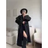 Beli Kuşaklı Kaşe Kaban - SİYAH