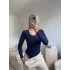 Bisiklet Yaka Bodysuit - LACİVERT