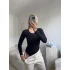 Bisiklet Yaka Bodysuit - SİYAH