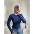 Bisiklet Yaka Crop - LACİVERT