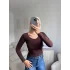 Bisiklet Yaka Crop - KAHVE
