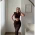 Büzgülü Etekli İkili Takım - KAHVE