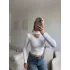 Choker Yaka Crop Bluz - BEYAZ