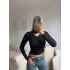 Choker Yaka Crop Bluz - SİYAH