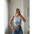 Çift Kat Halter Crop - BEBE MAVİSİ