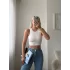 Çift Kat Halter Crop - BEYAZ