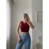 Çift Kat Halter Crop - BORDO