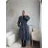 Çizgili Premium Oversize Trençkot - GRİ
